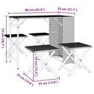 Tuinset met poly rattan en afmetingen tafel en kruk voor buitengebruik - Tuinsets
