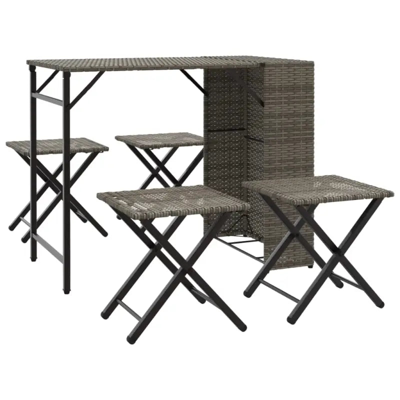 Tuinset met poly rattan en afmetingen tafel en kruk voor buitengebruik - Tuinsets