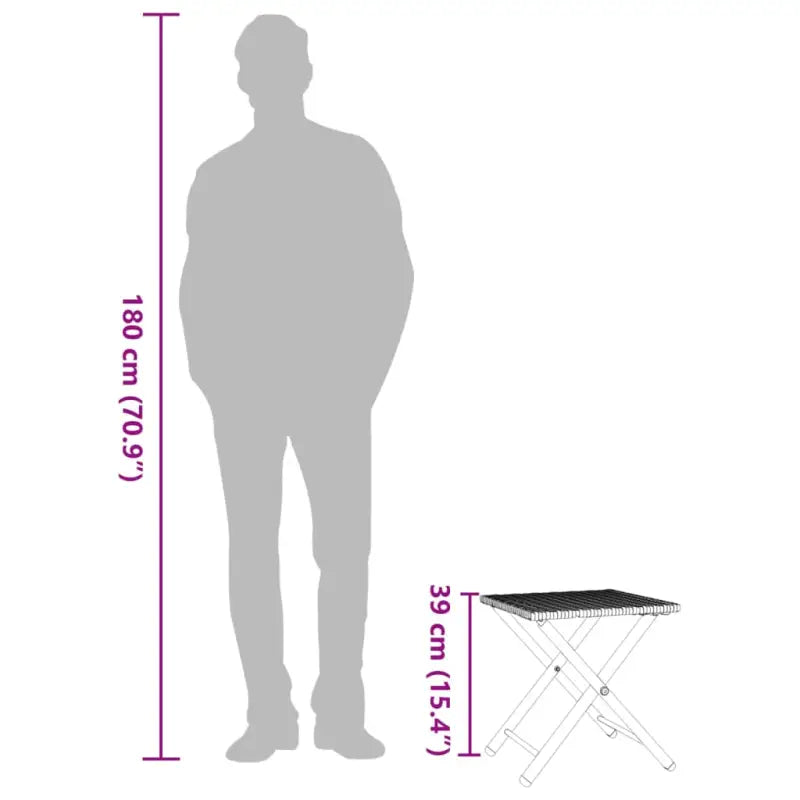 Tuinset met poly rattan en afmetingen tafel en kruk voor buitengebruik - Tuinsets