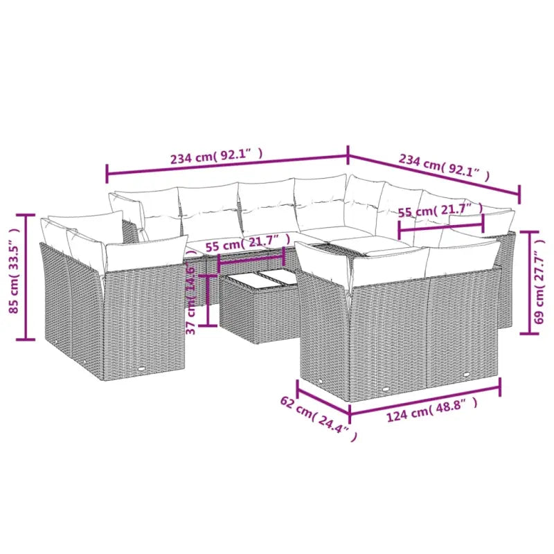 Tuinset met poly rattan en bruin materiaal voor comfortabel buiten genieten - Tuinsets