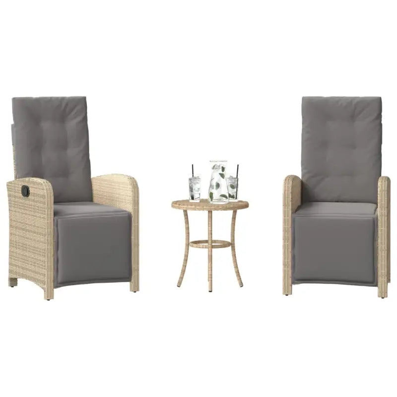 Tuinset met poly rattan en comfortabele zitervaring met gepoedercoat staal - Beige en grijs - Tuinsets