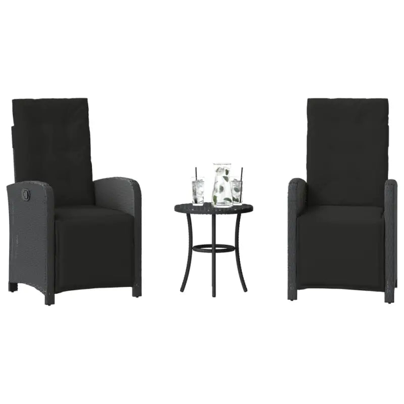 Tuinset met poly rattan en comfortabele zitervaring met gepoedercoat staal - Zwart - Tuinsets