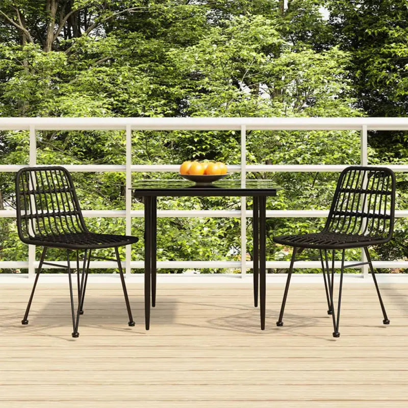 Tuinset met poly rattan en gehard glas voor eenvoudig schoonmaken - Zwart / 80 cm tafellengte - Tuinsets
