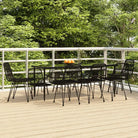 Tuinset met poly rattan en gehard glas voor eenvoudig schoonmaken - Zwart / 200 cm tafellengte - Tuinsets