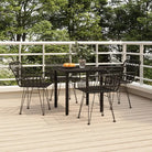Tuinset met poly rattan en gehard glas voor eenvoudige schoonmaak - Zwart / 80 cm tafellengte - Tuinsets