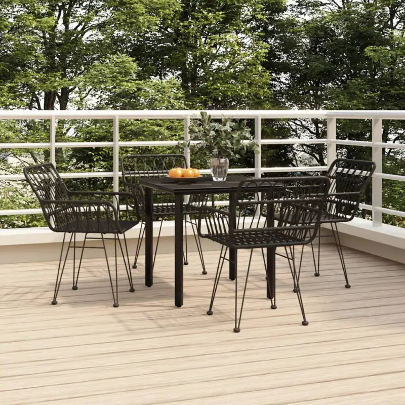 Tuinset met poly rattan en gehard glas voor eenvoudige schoonmaak - Zwart / 80 cm tafellengte - Tuinsets