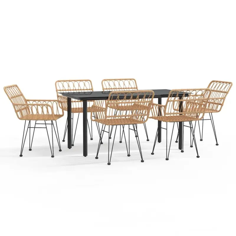 Tuinset met poly rattan en gehard glas voor eenvoudige schoonmaak - Tuinsets