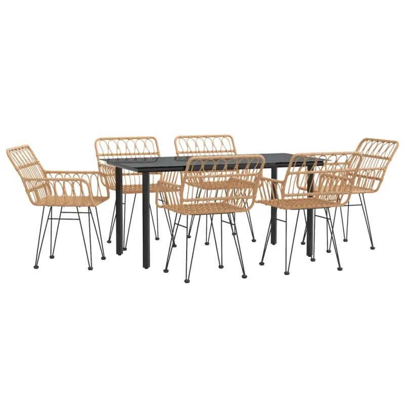 Tuinset met poly rattan en gehard glas voor eenvoudige schoonmaak - Tuinsets
