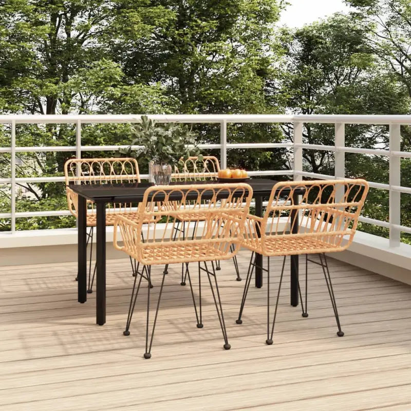Tuinset met poly rattan en gehard glas voor eenvoudige schoonmaak - Bruin / 140 cm tafellengte - Tuinsets