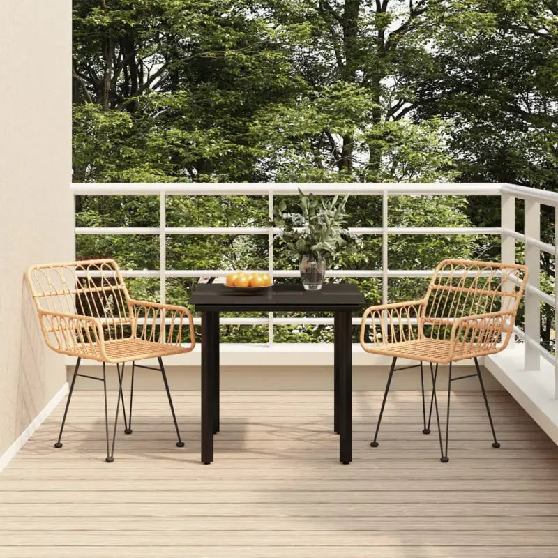 Tuinset met poly rattan en gehard glas voor eenvoudige schoonmaak - Bruin / 80 cm tafellengte - Tuinsets