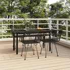 Tuinset met poly rattan en gehard glas voor eenvoudige schoonmaak - Zwart / 140 cm tafellengte - Tuinsets