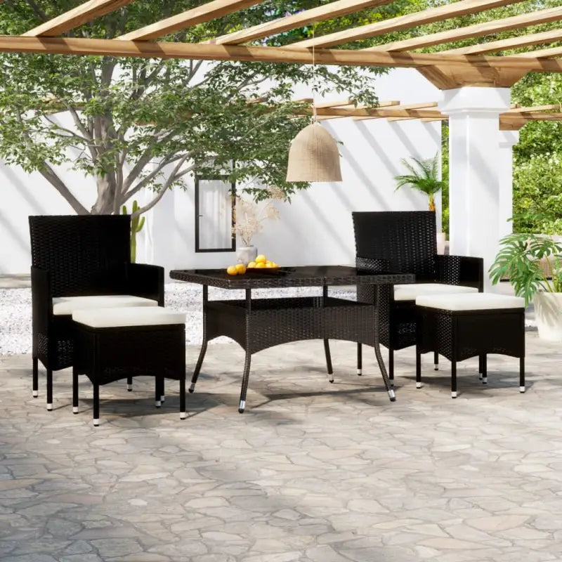 Tuinset met poly rattan en gehard glas voor stijlvolle buitenruimte - Tuinsets