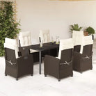 Tuinset met poly rattan en gemakkelijk schoon gehard glas - 160 cm tafellengte / Met voetensteun - Tuinsets