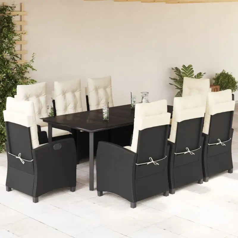 Tuinset met poly rattan en gemakkelijk schoon gehard glas - 200 cm tafellengte / Zonder voetensteun - Tuinsets