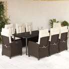 Tuinset met poly rattan en gemakkelijk schoon gehard glas - 200 cm tafellengte / Zonder voetensteun - Tuinsets