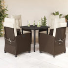 Tuinset met poly rattan en gemakkelijk schoon gehard glas - 80 cm tafellengte / Zonder voetensteun - Tuinsets