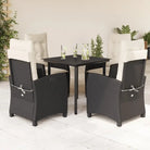 Tuinset met poly rattan en gemakkelijk schoon gehard glas - 80 cm tafellengte / Zonder voetensteun - Tuinsets
