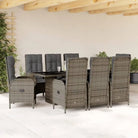 Tuinset met poly rattan en gemakkelijk schoon glas voor buiten plezier - Grijs / Zonder voetensteun - Tuinsets