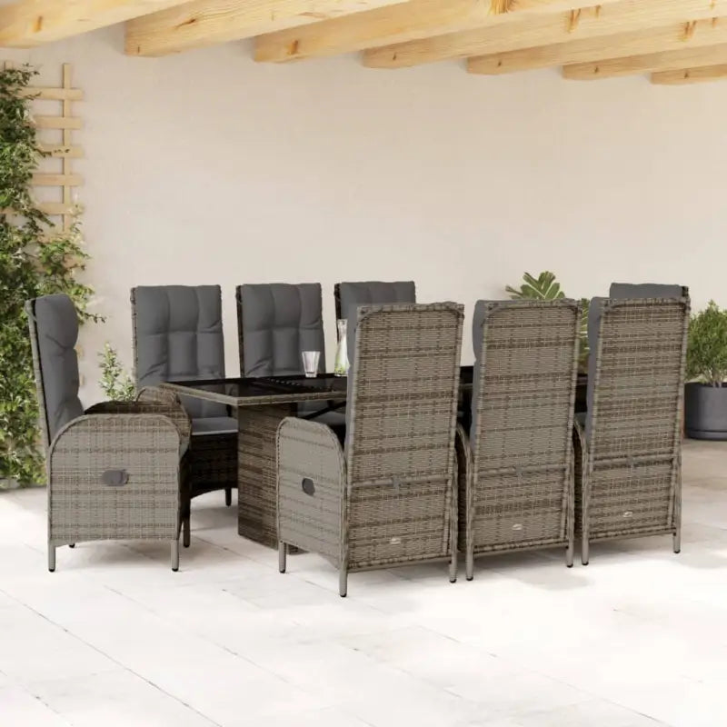 Tuinset met poly rattan en gemakkelijk schoon glas voor buiten plezier - Grijs / Zonder voetensteun - Tuinsets