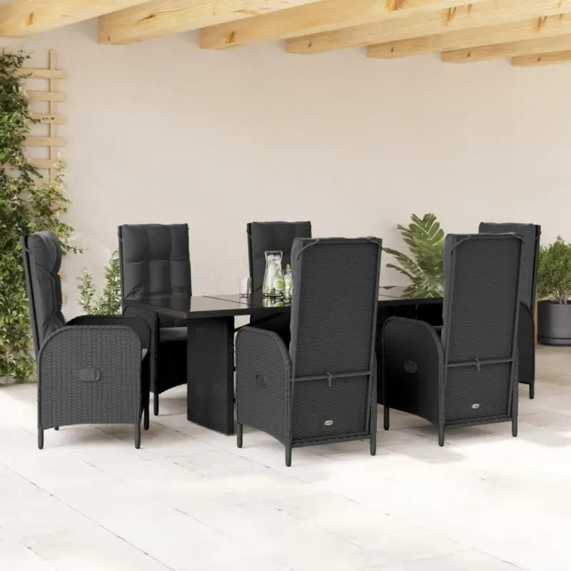 Tuinset met poly rattan en gemakkelijk schoon glas voor buiten plezier - Zwart / Zonder voetensteun - Tuinsets