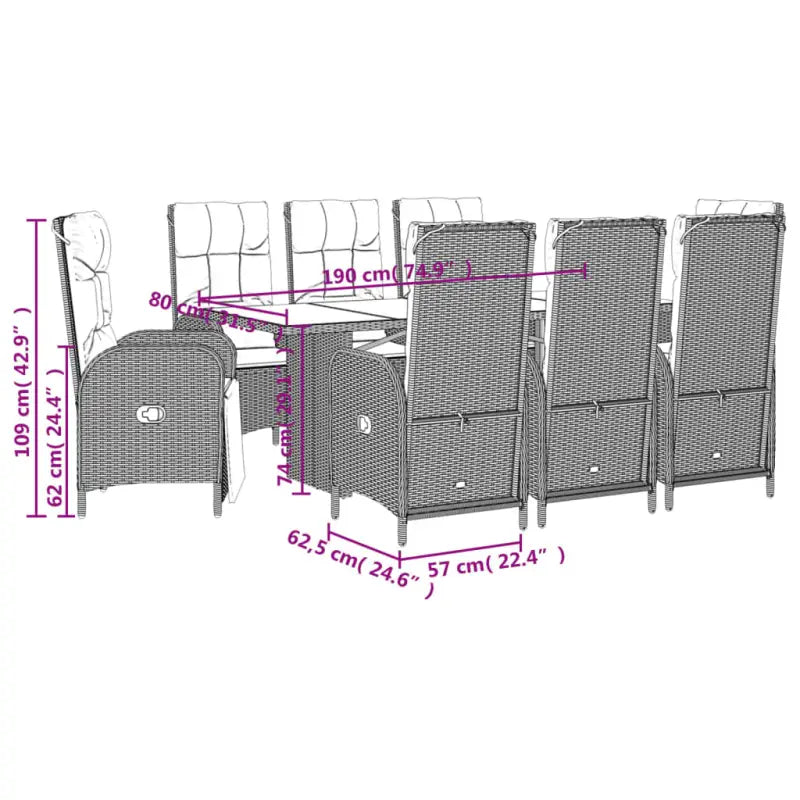 Tuinset met poly rattan en gemakkelijk schoon glas voor buiten plezier - Tuinsets