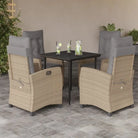 Tuinset met poly rattan en gemakkelijk schoon glas voor terras en tuin - 80 cm tafellengte / Zonder voetensteun