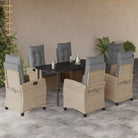 Tuinset met poly rattan en gemakkelijk schoon glas voor terras en tuin - 160 cm tafellengte / Zonder voetensteun