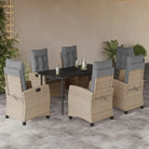 Tuinset met poly rattan en gemakkelijk schoon glas voor terras en tuin - 160 cm tafellengte / Met voetensteun - Tuinsets