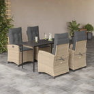 Tuinset met poly rattan en gemakkelijk schoon glas voor terras en tuin - 140 cm tafellengte / Zonder voetensteun