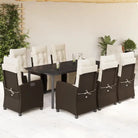 Tuinset met poly rattan en gemakkelijk schoon glazen tafel - 200 cm tafellengte / Ronde poot - Tuinsets