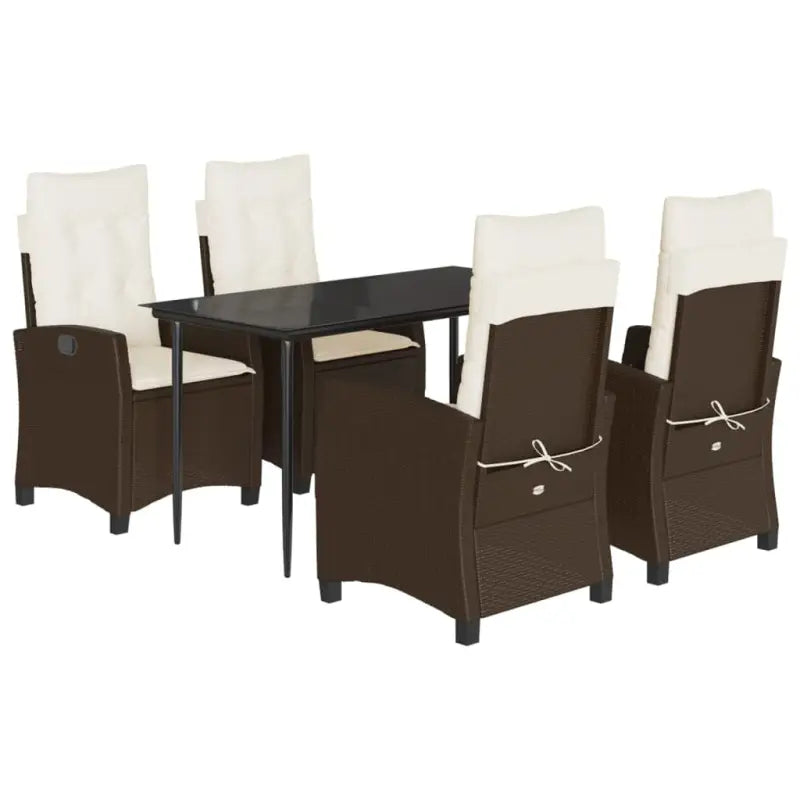 Tuinset met poly rattan en gemakkelijk schoon glazen tafelblad - Tuinsets
