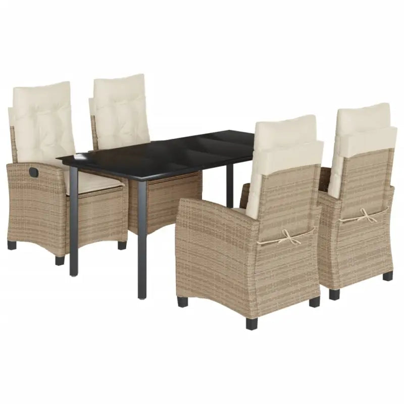 Tuinset met poly rattan en gemakkelijk schoon glazen tafelblad - Tuinsets