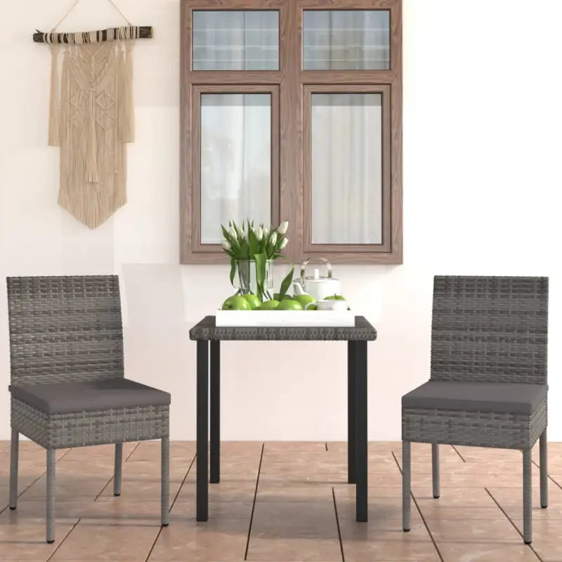 Tuinset met poly rattan en gepoedercoat staal voor buitengebruik - Grijs - Tuinsets