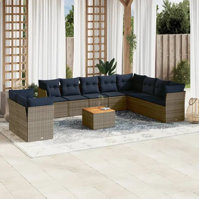 Tuinset met poly rattan en gepoedercoat staal voor buitenplezier - Grijs - Tuinsets