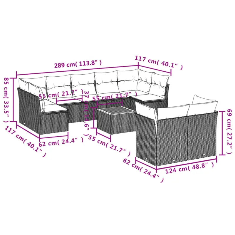 Tuinset met poly rattan en gepoedercoat staal voor buitenplezier - Tuinsets