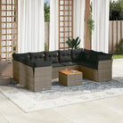 Tuinset met poly rattan en gepoedercoat staal voor buitenplezier - Grijs / Tafel + 4x hoek + 5x midden - Tuinsets