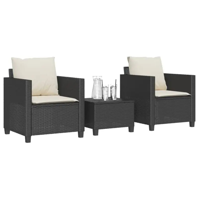 Tuinset met poly rattan en gepoedercoat staal voor buitenplezier - Zwart - Tuinsets