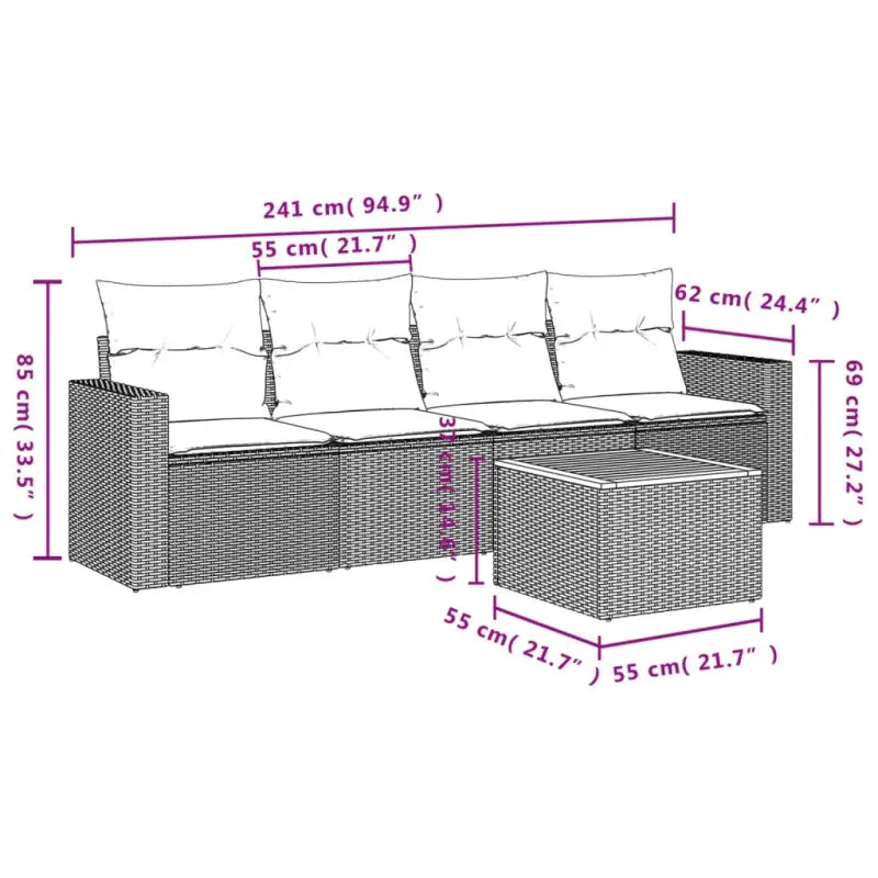 Tuinset met poly rattan en gepoedercoat staal voor buitenruimte - Tuinsets
