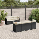 Tuinset met poly rattan en gepoedercoat staal voor ontspannen buitenplezier - Zwart en crème / Tafel + 4x hoek + 3x