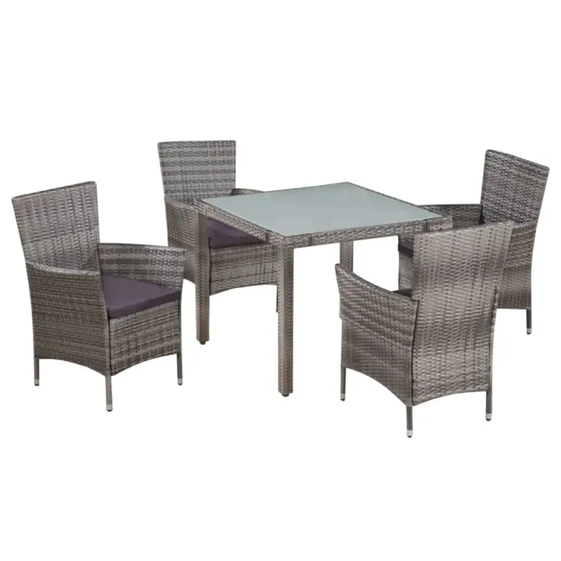 Tuinset met poly rattan en stalen frame voor buitengebruik - Grijs en wit / 90 cm tafellengte - Tuinsets