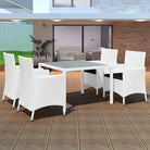 Tuinset met poly rattan en stalen frame voor buitengebruik - Wit / 90 cm tafellengte - Tuinsets