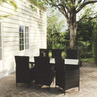 Tuinset met poly rattan en stalen frame voor buitengebruik - Zwart en wit / 190 cm tafellengte - Tuinsets