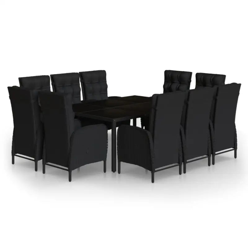 Tuinset met poly rattan en stalen frames in zwart materiaal - Tuinsets
