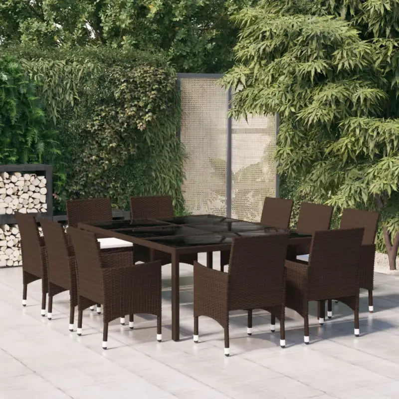 Tuinset met poly rattan en stalen frames voor een elegante buitenruimte - Bruin / 200 cm tafellengte - Tuinsets
