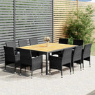 Tuinset met poly rattan en stalen frames voor een elegante buitenruimte - Grijs en bruin / 200 cm tafellengte - Tuinsets