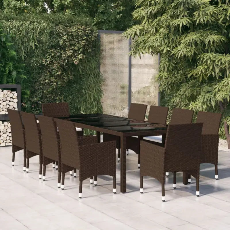 Tuinset met poly rattan en stalen frames voor een elegante buitenruimte - Bruin / 250 cm tafellengte - Tuinsets