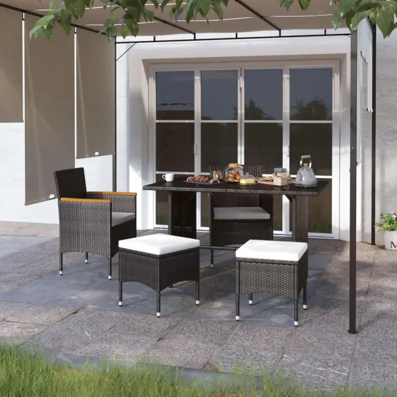 Tuinset met poly rattan en stevig stalen frame voor buitengebruik - Zwart / 4 - Tuinstoelen