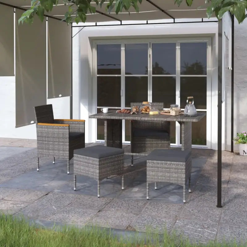 Tuinset met poly rattan en stevig stalen frame voor buitengebruik - Grijs / 4 - Tuinstoelen