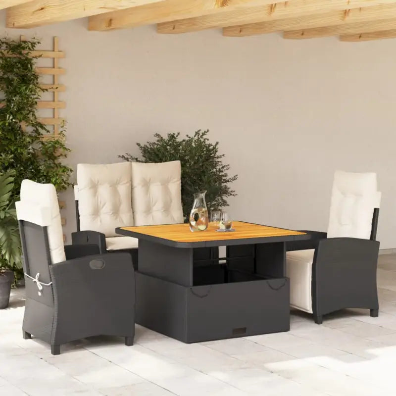 Tuinset met poly rattan en wasbare hoes voor een comfortabele zitervaring - 110 cm tafellengte / Met voetensteun