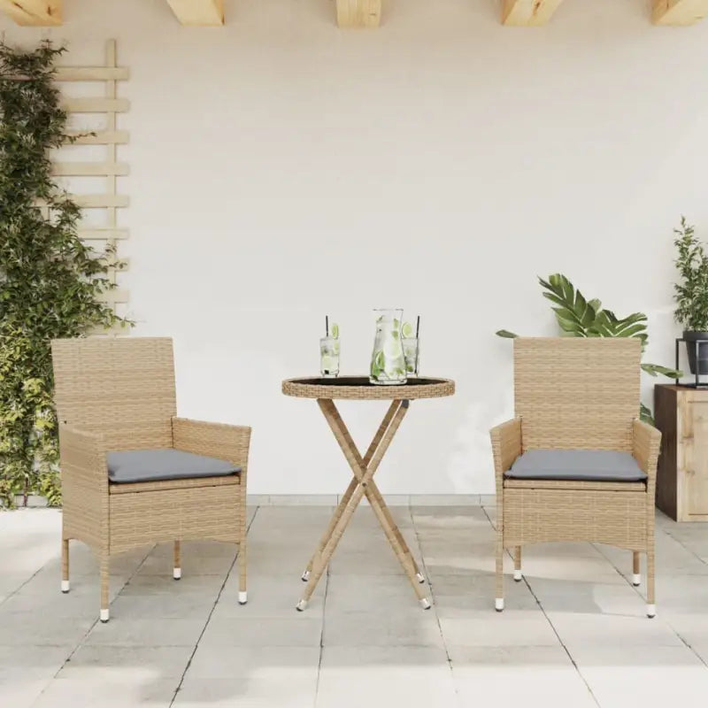 Tuinset met poly rattan voor een comfortabele zitervaring en gemakkelijk schoonmaken - Beige en grijs / Rattan